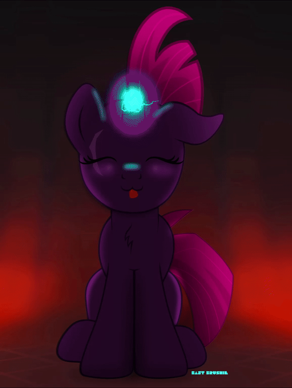 Size: 600x797 | Tagged: safe, artist:bastbrushie, part of a set, character:tempest shadow, species:pony, species:unicorn, my little pony: the movie (2017), :3, animated, bastbrushie is trying to kill us, blep, blushing, cute, dancing, dawwww, evil, eyes closed, female, gif, happy, horn, lightning, magic, open up your eyes, raspberry, silly, silly pony, sitting, solo, sparking horn, tempestbetes, tongue out, weapons-grade cute