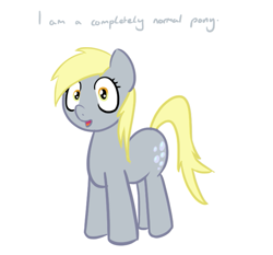 Size: 685x638 | Tagged: safe, artist:elslowmo, artist:shoutingisfun, part of a set, character:derpy hooves, species:pegasus, species:pony, female, lies, mare, shouting's characters, simple background, solo, underp, white background, wingless