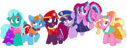Size: 2164x821 | Tagged: safe, artist:rainbow eevee edits, artist:徐詩珮, character:fizzlepop berrytwist, character:glitter drops, character:luster dawn, character:spring rain, character:tempest shadow, character:twilight sparkle, character:twilight sparkle (alicorn), oc, oc:bubble sparkle, parent:glitter drops, parent:spring rain, parent:tempest shadow, parent:twilight sparkle, parents:glittershadow, parents:sprglitemplight, parents:springdrops, parents:springshadow, parents:springshadowdrops, species:alicorn, species:pony, species:unicorn, series:sprglitemplight diary, series:sprglitemplight life jacket days, series:springshadowdrops diary, series:springshadowdrops life jacket days, ship:glitterlight, ship:glittershadow, ship:tempestlight, alicorn oc, alternate universe, bisexual, broken horn, clothing, cute, equestria girls outfit, family, female, glitterbetes, horn, lesbian, lifeguard spring rain, magical lesbian spawn, magical threesome spawn, mother and child, mother and daughter, multiple parents, next generation, offspring, paw patrol, polyamory, shipping, sprglitemplight, springbetes, springdrops, springlight, springshadow, springshadowdrops, tempestbetes
