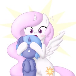 Size: 800x800 | Tagged: safe, artist:jdan-s, character:princess celestia, character:princess luna, species:alicorn, species:pony, :<, bipedal, blushing, cewestia, confused, covering eyes, cute, female, filly, hind legs, looking at you, mare, not safe for woona, open mouth, pink-mane celestia, s1 luna, shocked, simple background, spread wings, sunburst background, sweat, sweatdrop, white background, wide eyes, wingboner, wings, woona, young, young celestia, young luna, younger