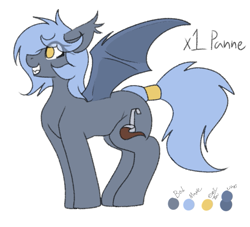 Size: 717x651 | Tagged: safe, artist:codras, oc, oc only, oc:panne, species:bat pony, species:pony, ear fluff, female, mare, reference sheet, simple background, smiling, solo, spread wings, sticker, tail wrap, transparent background, wings