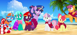 Size: 2340x1080 | Tagged: safe, artist:rainbow eevee edits, artist:徐詩珮, character:apple bloom, character:fizzlepop berrytwist, character:glitter drops, character:scootaloo, character:spring rain, character:sweetie belle, character:tempest shadow, character:twilight sparkle, character:twilight sparkle (alicorn), species:alicorn, species:pegasus, species:pony, species:unicorn, series:sprglitemplight diary, series:sprglitemplight life jacket days, series:springshadowdrops diary, series:springshadowdrops life jacket days, ship:glitterlight, ship:glittershadow, ship:tempestlight, alternate universe, bisexual, broken horn, clothing, cute, cutie mark crusaders, equestria girls outfit, female, glitterbetes, horn, lesbian, lifeguard, lifeguard spring rain, paw patrol, polyamory, shipping, sprglitemplight, springbetes, springdrops, springlight, springshadow, springshadowdrops, tempestbetes
