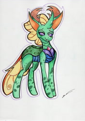 Size: 2460x3486 | Tagged: safe, artist:luxiwind, oc, oc:larx, species:changeling, species:reformed changeling, high res, male, solo, traditional art