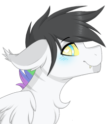 Size: 741x851 | Tagged: safe, artist:melodytheartpony, oc, oc only, species:pegasus, species:pony, chest fluff, cute, ear fluff, fangs, heart eyes, male, markings, multicolored hair, rainbow hair, simple background, solo, stallion, transparent background, wingding eyes, ych result