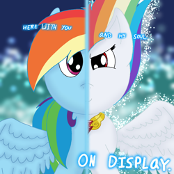 Size: 1000x1000 | Tagged: safe, artist:rainbow dash is best pony, character:rainbow dash, species:pegasus, species:pony, element of loyalty, split screen, spread wings, super rainbow dash, two sided posters, wings