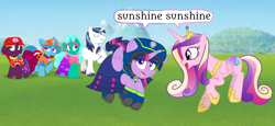 Size: 2340x1080 | Tagged: safe, artist:rainbow eevee edits, artist:徐詩珮, character:fizzlepop berrytwist, character:glitter drops, character:princess cadance, character:shining armor, character:spring rain, character:tempest shadow, character:twilight sparkle, character:twilight sparkle (alicorn), species:alicorn, species:pony, species:unicorn, series:sprglitemplight diary, series:sprglitemplight life jacket days, series:springshadowdrops diary, series:springshadowdrops life jacket days, ship:glitterlight, ship:glittershadow, ship:shiningcadance, ship:tempestlight, alternate universe, bisexual, broken horn, brother and sister, clothing, cute, dialogue, equestria girls outfit, female, glitterbetes, horn, lesbian, lifeguard, lifeguard spring rain, male, paw patrol, polyamory, shipping, siblings, sister-in-law, sprglitemplight, springbetes, springdrops, springlight, springshadow, springshadowdrops, straight, sunshine sunshine, tempestbetes