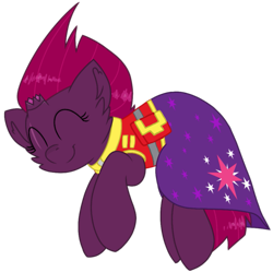 Size: 1075x1070 | Tagged: safe, artist:rainbow eevee edits, artist:徐詩珮, character:fizzlepop berrytwist, character:tempest shadow, species:pony, species:unicorn, series:sprglitemplight diary, series:sprglitemplight life jacket days, series:springshadowdrops diary, series:springshadowdrops life jacket days, alternate universe, broken horn, clothing, cute, horn, paw patrol, simple background, sleeping, tempestbetes, transparent background