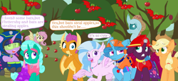 Size: 2340x1080 | Tagged: safe, artist:rainbow eevee edits, artist:徐詩珮, character:applejack, character:fizzlepop berrytwist, character:flutterbat, character:fluttershy, character:glitter drops, character:ocellus, character:silverstream, character:smolder, character:spring rain, character:tempest shadow, character:twilight sparkle, character:twilight sparkle (alicorn), species:alicorn, species:bat pony, species:pony, species:unicorn, series:sprglitemplight diary, series:sprglitemplight life jacket days, series:springshadowdrops diary, series:springshadowdrops life jacket days, ship:glitterlight, ship:glittershadow, ship:tempestlight, alternate universe, apple, apple tree, bat ponified, bisexual, broken horn, clothing, cute, dialogue, diaocelles, diastreamies, equestria girls outfit, female, food, glitterbetes, horn, lesbian, lifeguard, lifeguard spring rain, paw patrol, polyamory, race swap, shipping, shyabates, shyabetes, smolderbetes, sprglitemplight, springbetes, springdrops, springlight, springshadow, springshadowdrops, tempestbetes, tree