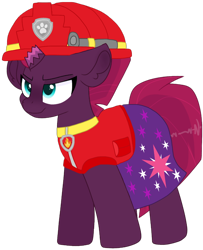 Size: 1034x1276 | Tagged: safe, artist:rainbow eevee edits, artist:徐詩珮, character:fizzlepop berrytwist, character:tempest shadow, species:pony, species:unicorn, series:sprglitemplight diary, series:sprglitemplight life jacket days, series:springshadowdrops diary, series:springshadowdrops life jacket days, alternate universe, broken horn, clothing, cute, horn, paw patrol, simple background, transparent background