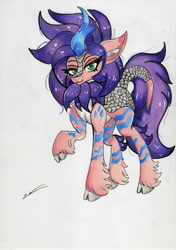 Size: 2460x3486 | Tagged: safe, artist:luxiwind, oc, oc:medley drizzle, species:kirin, cloven hooves, female, high res, solo, traditional art