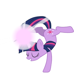 Size: 900x900 | Tagged: safe, artist:yanoda, character:twilight sparkle, character:twilight sparkle (unicorn), species:pony, species:unicorn, episode:the crystal empire, g4, my little pony: friendship is magic, active stretch, eyes closed, female, flexible, glowing horn, handstand, magic, mare, simple background, splits, transparent background, vector