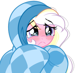 Size: 1951x1906 | Tagged: safe, artist:emberslament, oc, oc only, oc:bay breeze, species:pegasus, species:pony, blanket, blushing, crying, cute, female, heart eyes, mare, sad, sadorable, simple background, transparent background, wingding eyes