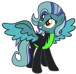 Size: 1214x1170 | Tagged: safe, artist:raini_bases, artist:rukemon, base used, oc, oc only, oc:thundersky (ice1517), parent:open skies, parent:thunderlane, parents:thunderskies, species:pegasus, species:pony, icey-verse, clothing, commission, female, grin, heterochromia, magical gay spawn, mare, multicolored hair, offspring, simple background, smiling, solo, spread wings, transparent background, uniform, washouts uniform, wings