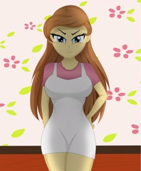 Size: 2176x2644 | Tagged: safe, artist:danielitamlp, oc, oc only, oc:cream heart, my little pony:equestria girls, breasts, clothing, equestria girls-ified, female, hand on hip, looking at you, shirt, smiling, smug, solo