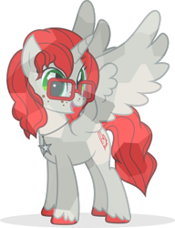 Size: 1280x1665 | Tagged: safe, artist:mlp-trailgrazer, oc, oc:aria diamond, species:alicorn, species:crystal pony, species:pony, crystallized, female, glasses, horn, mare, simple background, solo, transparent background, wings