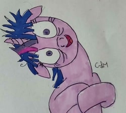 Size: 1084x966 | Tagged: safe, artist:rapidsnap, character:twilight sparkle, crazy face, faec, female, floppy ears, insanity, messy mane, solo, traditional art, twilight snapple