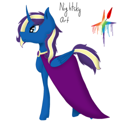 Size: 1000x1000 | Tagged: safe, artist:rainbow dash is best pony, oc, oc only, oc:nightsky art, species:alicorn, species:pony, cape, clothing, cutie mark, simple background, solo, transparent background