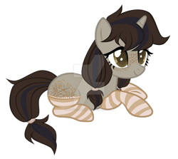 Size: 1280x1144 | Tagged: safe, artist:magicdarkart, oc, oc only, species:pony, species:unicorn, body freckles, clothing, deviantart watermark, female, freckles, mare, obtrusive watermark, prone, simple background, socks, solo, striped socks, transparent background, watermark