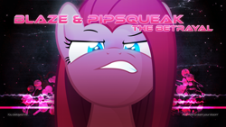 Size: 3840x2160 | Tagged: safe, artist:game-beatx14, artist:shinodage, edit, character:pinkamena diane pie, character:pinkie pie, species:earth pony, species:pony, female, solo, song reference, wallpaper, wallpaper edit