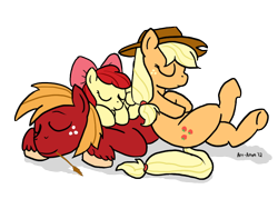 Size: 900x675 | Tagged: safe, artist:aa, character:apple bloom, character:applejack, character:big mcintosh, species:earth pony, species:pony, apple siblings, cuddle puddle, cuddling, female, filly, male, mare, pony pile, prone, simple background, sleeping, stallion, transparent background