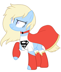 Size: 1525x1793 | Tagged: safe, artist:rukemon, oc, oc only, oc:kara krypta, species:earth pony, species:pony, boots, cape, clothing, commission, female, fingerless gloves, gloves, mare, raised eyebrow, raised hoof, shirt, shoes, simple background, smiling, smirk, socks, solo, t-shirt, transparent background