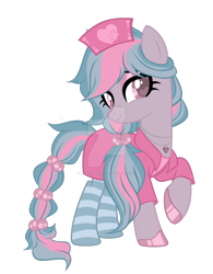Size: 1280x1638 | Tagged: safe, artist:magicdarkart, oc, species:earth pony, species:pony, are, clothing, deviantart watermark, nurse outfit, obtrusive watermark, simple background, socks, solo, striped socks, transparent background, watermark