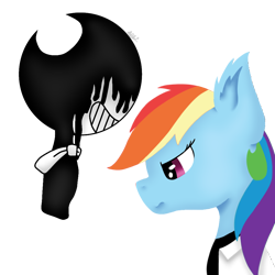 Size: 1000x1000 | Tagged: safe, artist:rainbow dash is best pony, character:rainbow dash, species:pegasus, species:pony, bendy, bendy and the ink machine, ink bendy, rainbow factory dash, simple background, transparent background