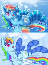 Size: 960x1280 | Tagged: safe, artist:shad0w-galaxy, character:rainbow dash, species:pegasus, species:pony, clothing, cute, female, lying down, mare, redraw, simple background, socks, stockings, striped socks, thigh highs