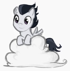 Size: 502x504 | Tagged: safe, artist:angeban, artist:elslowmo, character:rumble, species:pegasus, species:pony, cloud, colt, male, smiling, solo