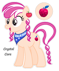 Size: 744x896 | Tagged: safe, artist:razorbladetheunicron, base used, oc, oc only, oc:crystal core, parent:apple bloom, parent:diamond tiara, parents:diamondbloom, species:earth pony, species:pony, lateverse, bandana, braid, braided pigtails, braided tail, cutie mark, ear piercing, earring, female, jewelry, magical lesbian spawn, mare, next generation, offspring, piercing, pigtails, simple background, solo, transparent background