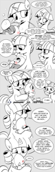 Size: 960x2996 | Tagged: safe, artist:mamatwilightsparkle, character:spike, character:twilight sparkle, character:twilight velvet, species:dragon, species:pony, species:unicorn, anger born of worry, angry, baby, baby spike, bath, comic, dialogue, diaper, drying, holding in hooves, hug, mama twilight, monochrome, offended, sick, tumblr, tumblr:mama twilight sparkle, younger