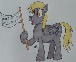 Size: 1897x1539 | Tagged: safe, artist:rapidsnap, character:derpy hooves, species:pony, equestria daily, newbie artist training grounds, atg 2020, female, flag, solo, traditional art