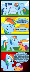 Size: 800x1881 | Tagged: safe, artist:veggie55, edit, editor:scootabuser, character:rainbow dash, character:scootaloo, species:pegasus, species:pony, cropped, implied scootabuse, op is a duck