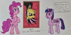 Size: 1673x817 | Tagged: safe, artist:rapidsnap, character:fluttershy, character:pinkie pie, character:twilight sparkle, character:twilight sparkle (alicorn), species:alicorn, species:pony, fluttergoth, traditional art