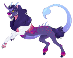 Size: 783x626 | Tagged: safe, artist:vindhov, oc, oc only, parent:cosmos, parent:rarity, species:draconequus, cloven hooves, commission, crack ship offspring, hybrid, interspecies offspring, offspring, parents:cosmarity, paw pads, scorpion tail, simple background, solo, transparent background, unshorn fetlocks