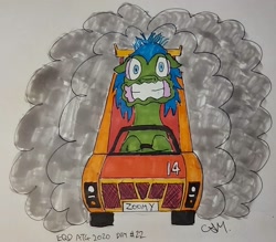 Size: 1999x1752 | Tagged: safe, artist:rapidsnap, oc, oc only, oc:rapidsnap, car, racecar, racing, solo, speed, traditional art, zoom