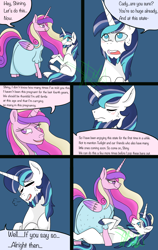 Size: 2400x3800 | Tagged: safe, alternate version, artist:chelseawest, character:princess cadance, character:shining armor, species:alicorn, species:pony, species:unicorn, ship:shiningcadance, bags under eyes, beard, bedroom eyes, blushing, clothing, comic, couple, cute, dialogue, dress, ethereal mane, eye contact, facial hair, female, grey hair, huge belly, husband and wife, hyper, hyper belly, hyper pregnancy, impossibly large belly, kicking, looking at each other, lying down, lying on the ground, male, married couple, married couples doing married things, maternity dress, multiple pregnancy, older, on top, pregdance, pregnant, shipping, sigh, signature, sitting, speech, speech bubble, straddling, straight, sweat, talking, worried