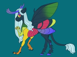 Size: 1024x768 | Tagged: safe, artist:loryska, oc, oc only, parent:discord, parent:thorax, hybrid, interspecies offspring, magical gay spawn, multiple limbs, offspring, parents:disrax, simple background, solo