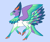 Size: 2500x2100 | Tagged: safe, artist:loryska, oc, parent:queen novo, parent:thorax, blue background, hybrid, offspring, parents:novorax, simple background, solo