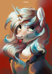Size: 2400x3400 | Tagged: safe, artist:orfartina, oc, oc only, species:pony, species:unicorn, blep, clothing, horn, horn ring, ring, solo, tongue out
