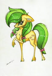 Size: 1280x1872 | Tagged: safe, artist:luxiwind, character:apple fritter, species:earth pony, species:pony, apple family member, cute, fanart, female, mare, seductive look, traditional art