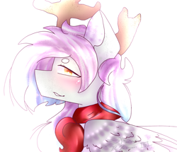 Size: 1660x1429 | Tagged: safe, artist:shinningblossom12, oc, oc only, species:pegasus, species:pony, antlers, bust, pegasus oc, reindeer antlers, simple background, solo, white background, wings