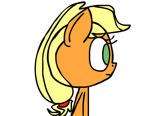 Size: 550x445 | Tagged: safe, artist:mushroomcookiebear, character:applejack, species:earth pony, species:pony, animated, dilated pupils, eyes, female, hatless, missing accessory, shrunken pupils, solo