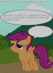 Size: 578x800 | Tagged: safe, artist:cacolemon, artist:veggie55, character:derpy hooves, character:rainbow dash, character:scootaloo, species:pegasus, species:pony, aivo, animated, comic, crying, female, mare, pppv, sound, vulgar, webm