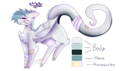 Size: 1280x720 | Tagged: safe, artist:shinningblossom12, oc, oc only, species:bat pony, species:pony, g4, bandage, bandaid, bat pony oc, bat wings, blushing, chest fluff, eye scar, leonine tail, reference sheet, scar, simple background, smiling, solo, transparent background, wings