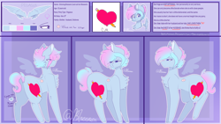 Size: 2560x1440 | Tagged: safe, artist:shinningblossom12, oc, oc only, oc:shinning blossom, species:pegasus, species:pony, g4, bust, chest fluff, ear piercing, earring, female, heart, jewelry, mare, pegasus oc, piercing, reference sheet, text, wings