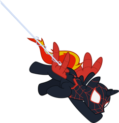 Size: 1280x1320 | Tagged: safe, artist:mlp-trailgrazer, oc, species:pegasus, species:pony, g4, clothing, cosplay, costume, male, simple background, solo, spider-man, stallion, transparent background
