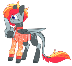 Size: 3247x2987 | Tagged: safe, artist:crazysketch101, oc, oc only, oc:crazy looncrest, species:pegasus, species:pony, g4, middle feather, middle finger, simple background, solo, transparent background, vulgar, wing hands