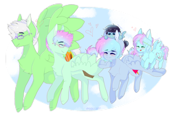 Size: 2977x2015 | Tagged: safe, artist:shinningblossom12, oc, oc only, oc:drawing, oc:shinning blossom, parents:oc x oc, species:pegasus, species:pony, g4, blushing, chest fluff, female, filly, glasses, male, mare, oc x oc, pegasus oc, shipping, simple background, smiling, speedpaint available, stallion, transparent background, wings