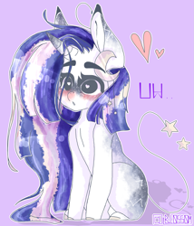 Size: 1795x2101 | Tagged: safe, artist:shinningblossom12, oc, oc only, species:pony, species:unicorn, g4, :o, blushing, heart eyes, horn, open mouth, solo, unicorn oc, wingding eyes